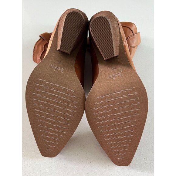 Zodiac Roslyn Size 9.5 Leather Tan Western-Style Pointed Toe Ankle Booties - Picture 6 of 10